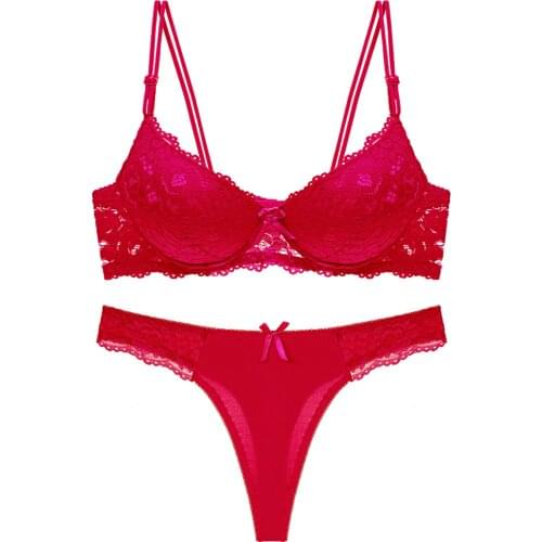 Hot Womens underwear Set Lace Sexy Push-up Bra And Panty Sets Bow Comfortable Brassiere Young Bra Adjustable Deep V Lingerie Se