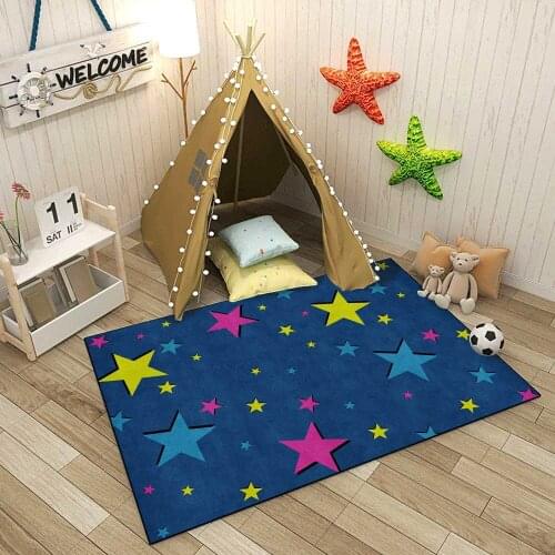 Nordic Blue stars pattern Carpet Cartoon Kids play Carpets For Living room Bedroom Area Rug Anti-slip Washable Bedside Floor Mat