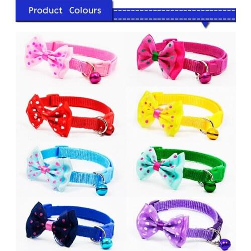 Colorful Adjustable Polyester Pet Collars With Bowknot Bells Charm Necklace Collar For Little Dogs Cat Pet Supplies