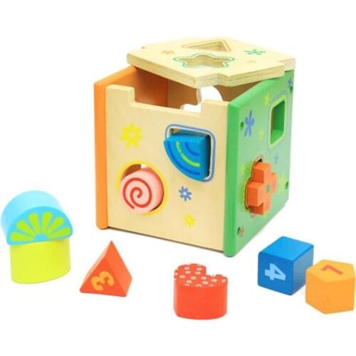 Colorful Intelligence Box Geometric Wooden Puzzle Games Color Shape Cognitive Matching Learning Education Toys For Children
