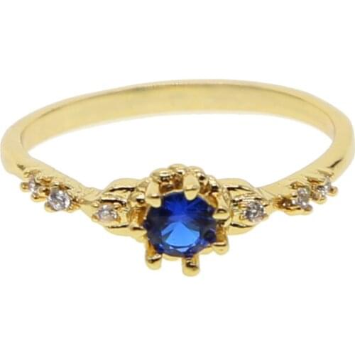 Small tiny thin band gold ring paved white blue cz minimal delicate wedding engagement ring