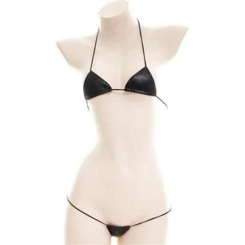 Micro bikini 2020 Sexy Patent leather triangle Square String Thong girl Beach swimwear women swimsuit biquini bikinis monokini