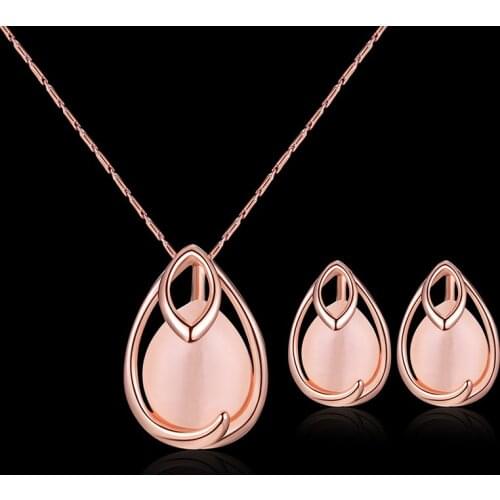 Bridal necklace earring set water drop zircon asymmetric jewelry set party birthday gift accessories
