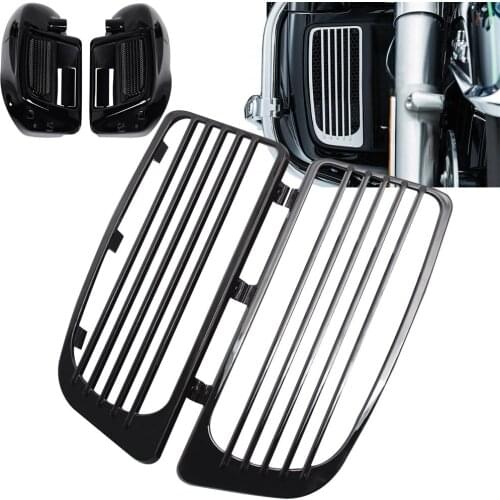 Motorcycle Black Radiator Grills Lower Fairing Twin Cooled For Harley 2014-Up Ultra Road Street Tri Glide Limited FLHTK CVO