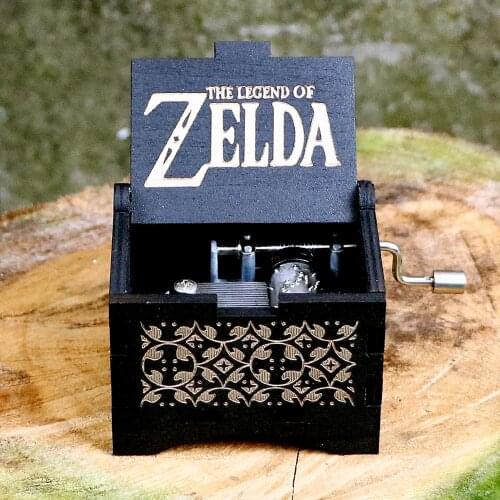 Music box Black Wooden Musical Box Hand Cranked Zelda Musica Caja Christmas Gift Boy/Girl Birthday Gift