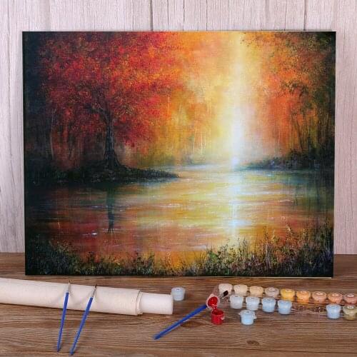 Natural Scenery Colours Of Autumn Paint By Numbers Complete Kit Acrylic Paints 50*70 Paiting By Numbers Wall Handicraft