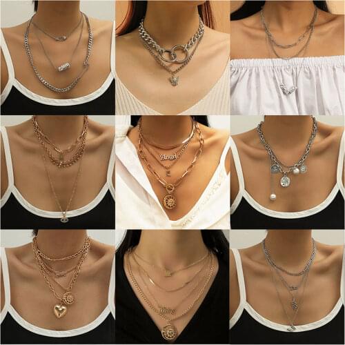 Women Necklaces Set Butterfly Love Angel Pin Pearl Pendant Clavicle Chain Silver Color Necklace Birthday Party Jewelry