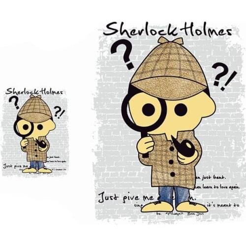 Fine Biker Patch deal with it Clothes Heat Transfer Printing Cartoon Detective Boy Iron on patches for clothing Diy PVC Stickers