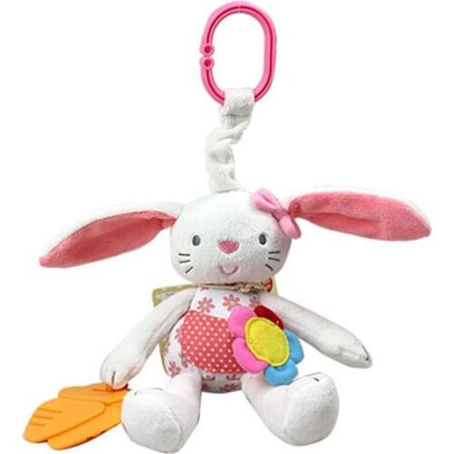 Rabbit rattles with mirror strolls hanging bed Infants doll plush toys with teether animal kids toys for baby 0-12 months