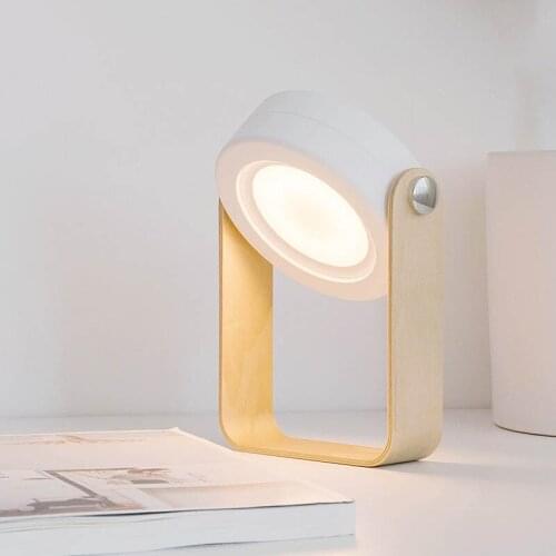 Portable 2W Hang Lamp Wireless Table Lamp Night Light Fold Adjustable Dimmable Wood Table Night Led With USB Charging