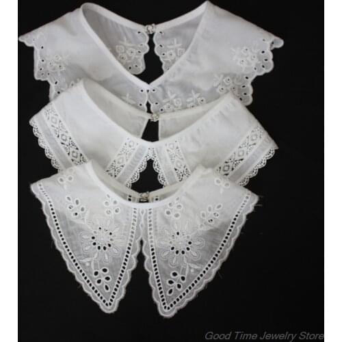 Casual Decorative Fake Collar Hollow Out Embroidery Floral Lace Detachable Dickey Half Shirt Blouse Big Shawl Poncho A20 21