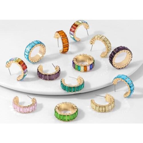 Fashion Rainbow Cz Ear Cuff For Women Girls 2020 Bohemia Hoop Round C-shape Statement Stud Earring Female Jewelry Brincos Gift