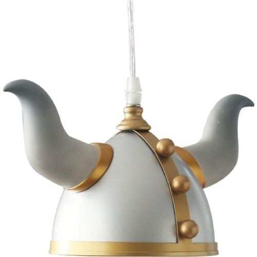 Cartoon Warrior Helmet Pendant Lights American Childrens Room Bedside Lamps Reading Study Bedroom Hanging Lights Deco Lighting