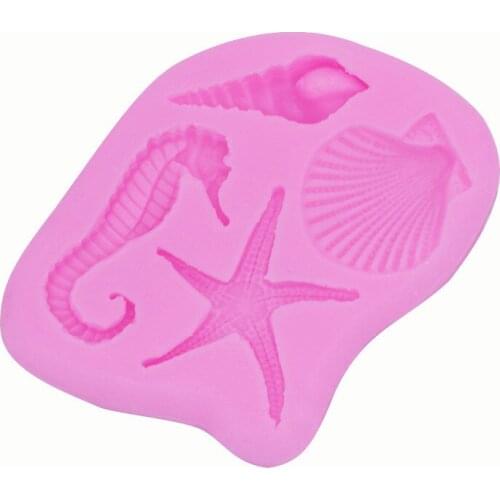 Starfish Conch Silicone Mold Fondant Cake DIY Soft Clay Modeling 15-470