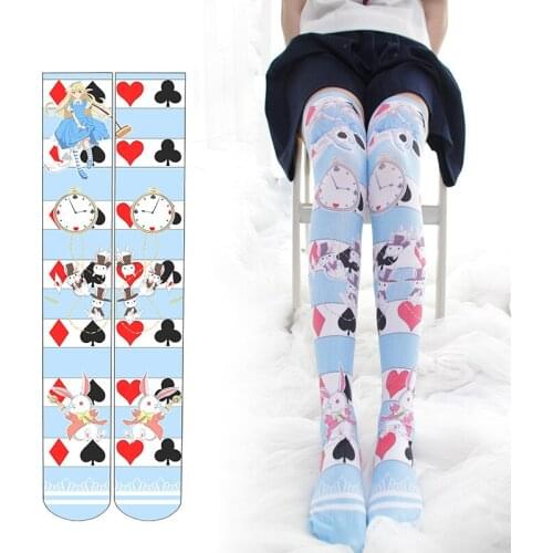 Cute Alice in Wonderland Cosplay Lolita Stockings Women Anime Kawaii Socks Japanese Thigh High Overknee Halloween Socks Gifts Cu