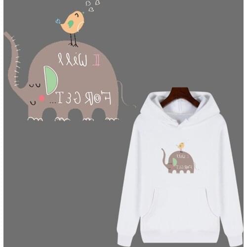 Cartoon Elephant Iron on Heat Transfer Printing Patches Stickers for Clothes T-shirt DIY Appliques Washable Patches Wholesale