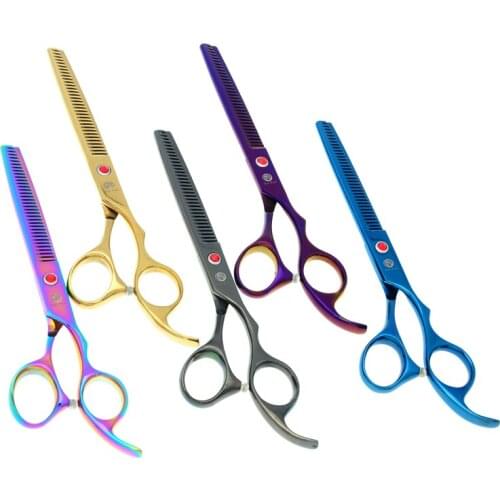 Purple Dragon 6.5" Dogs Thinning Scissors Pets Hair Trimmers Japan Steel 7.0" Animal Cutting Shears Dog Grooming Scissors B0014B