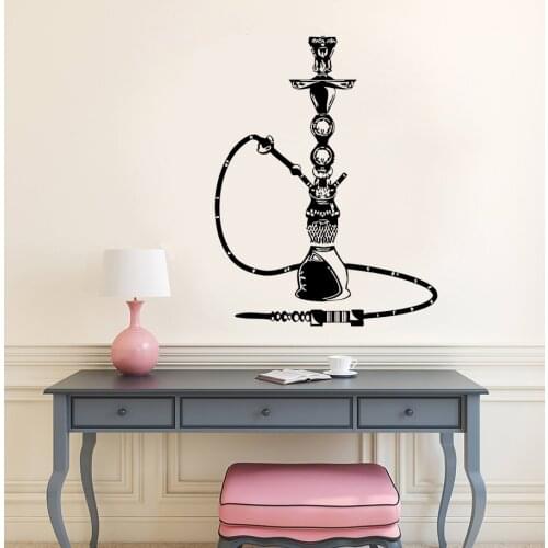 Hookah Shisha Silhouette Wall Sticker Home Decor Living Room Smoke Smoking Vinyl Decal Bedroom Cafe Bar Lounge Decals Mural D451