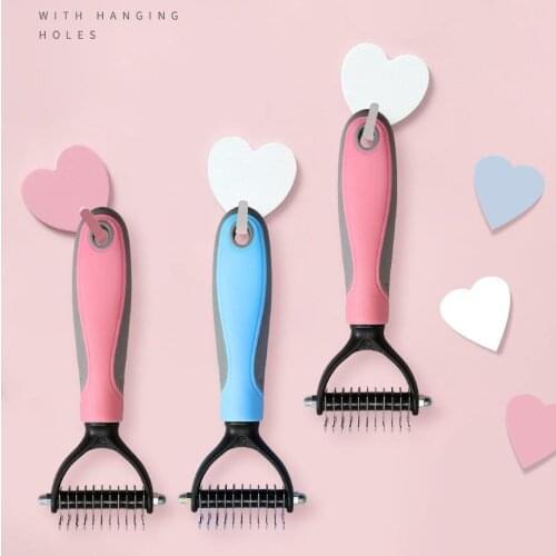 High Grade Pet Hair Removal Comb Cat Dog Double Sided Shedding Grooming Trimmer Brush Dematting Deshedding Blade For Matted Hair