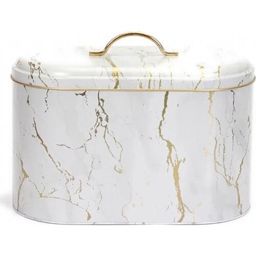 Bread Storage Box Food Container Kitchen Organizer Practical Metal Fruit Snack Box For Home Cuisine Decor Marble Design