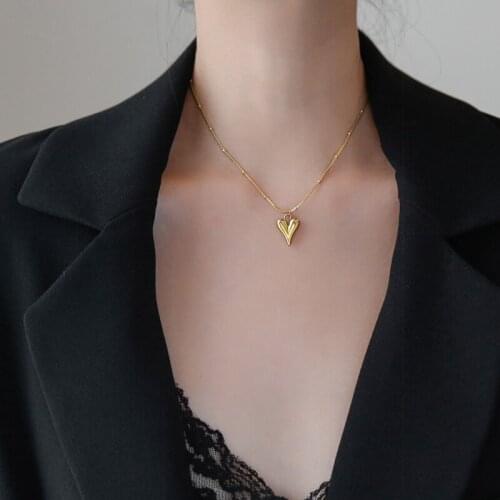 YUN RUO 18 K Gold Plating Vintage Heart Pendant Necklace Chic Fashion Woman Jewelry Fashion Titanium Steel Accessory Not Fade