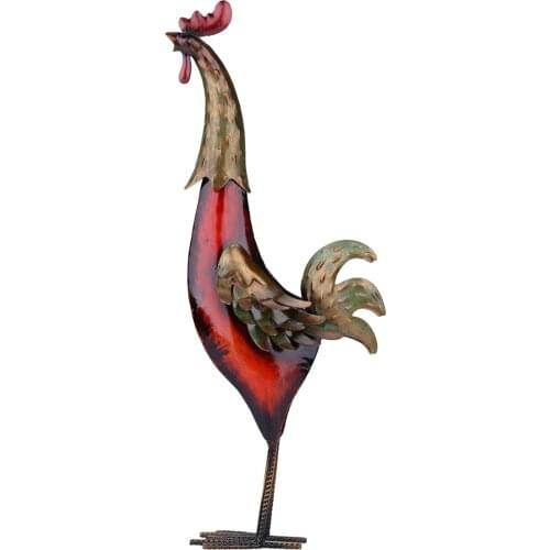 Iron Cockerel Garden Ornament Outdoor Statue Sculpture Table Desk Decor Gift