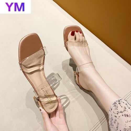 2021 PVC Transparent High Heels Women New Stiletto Summer Sandals Slippers Zapatillas Mujer Casa Beach Sandals Gladiator 35-41