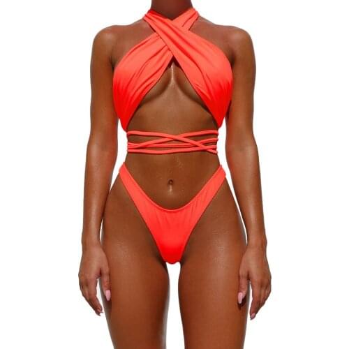 Womens Push Up Bikinis Padded Bra Bikini Bandage Swimsuit Ladies Bathing Suit Swimwear Two Piece High Waist Bikini Set Biquini