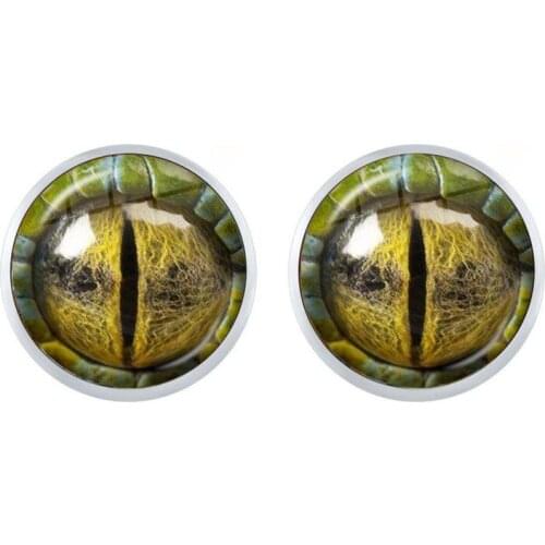 1Pair Dragon Eyes Glass Cabochon Stud Earrings Animal Eyes Dragon Snake Owl Cat Tiger Eyes Earrings Jewelry For Women Girls Gift