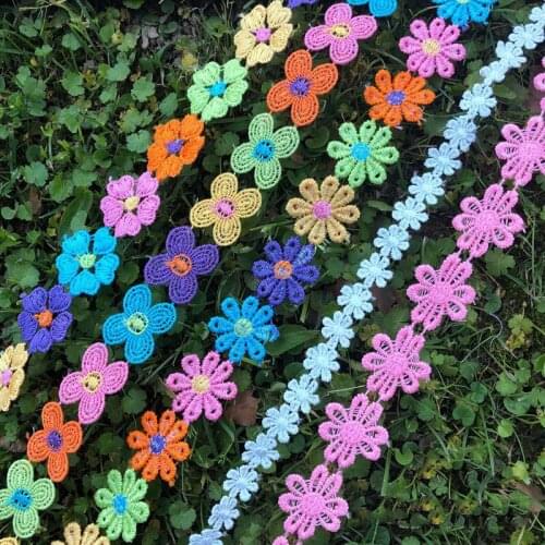 3 yards Embroidery Flowers Water-soluble Ribbons Diy Hairband Dolls Clothes Decorative Accessories Trims