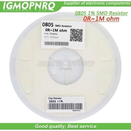 5000pcs 1% 0805 SMD resistor 0R ~ 10M 1/8W 0 0.1 1 10 100 150 220 330 ohm 1K 2.2K 10K 100K 0R 1R 10R 100R 150R 220R 330R 1M 10M