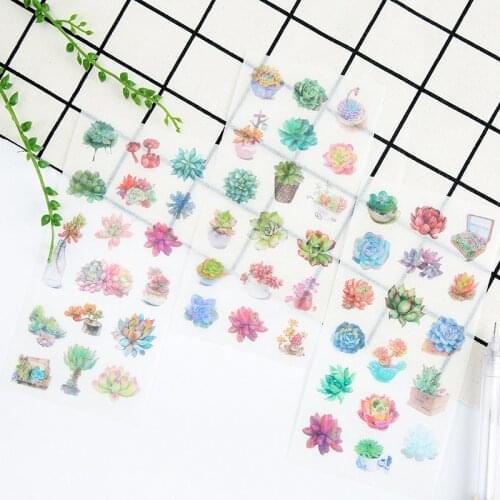 6 pcs/pack Succulent Plants Decorative Stickers set Adhesive Stickers DIY Decoration Craft Scrapbooking Stickers