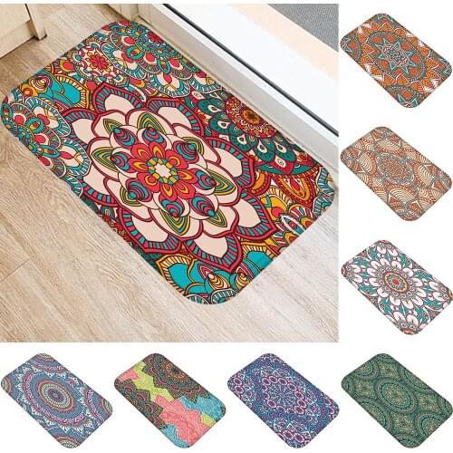 60*40cm Flower Mandala Floor Mat Entrance Doormat Floor Rug Anti-slip Door Mat Bathroom Kitchen Mat Kitchen Carpet Home Decor
