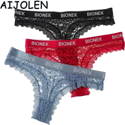 AIJOLEN Solid Color Letters Fashion Panties Hollow Lace Flower Underwear Womens Sexy Underpants Soft Thong and G String T-pants