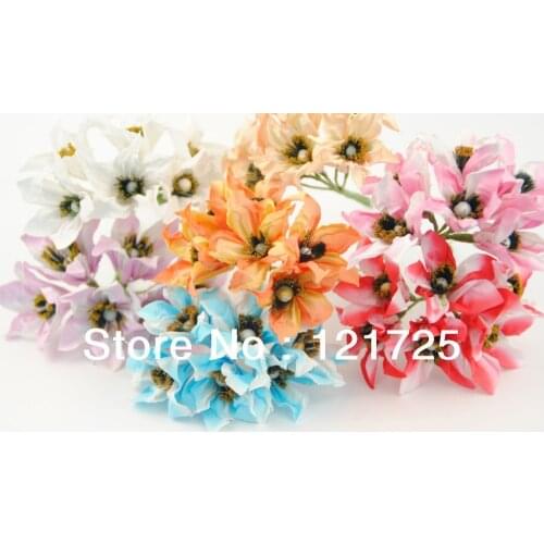 Free ShippingMini artificial Flower Hand Made Small paper lily flower for Wedding Bouquet Scrapbooking Decor