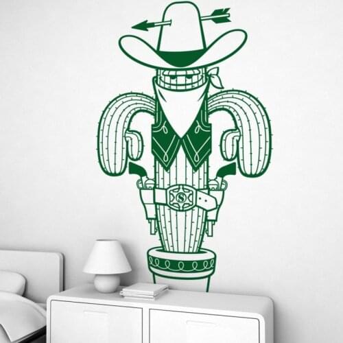 Large Sheriff Catus Cowboy Wall Sticker Playroom Kids Room Desert Plant Forest Catus Wall Decal Baby Nursery Vinyl Home Decor