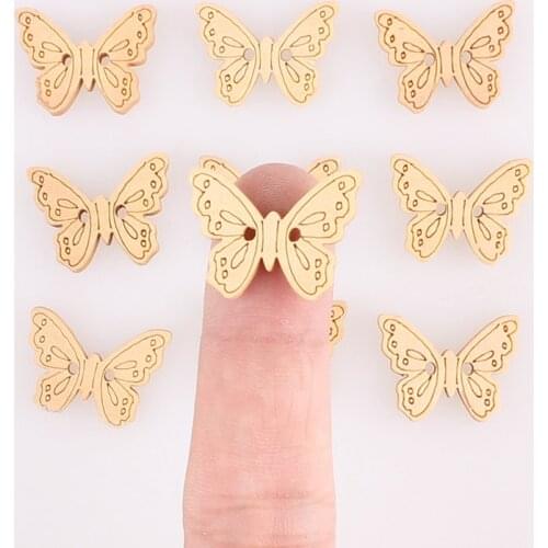 Butterfly 2Hole Wooden Buttons for Scrapbooking Crafts DIY Baby Children Clothing Sewing Accessories Button Decoration 100pcs E