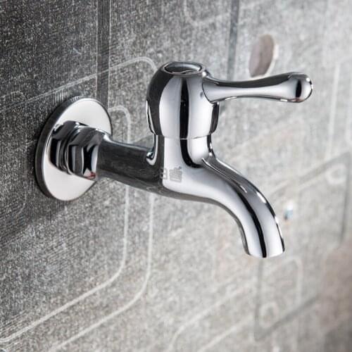 Chrome Copper Single Cold Water Tap Long Mops G1/2‘’ old Ordinary Faucets MOP Tub Bibcock