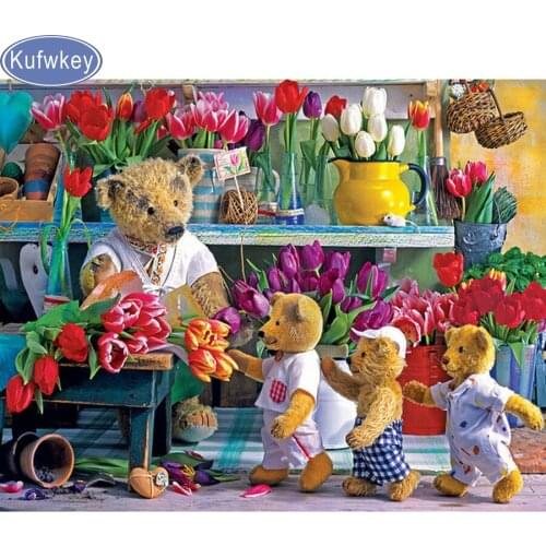 Diamond mazayka,Home Decoration 5D Diy Diamond Painting Cross Stitch bear full Diamond Embroidery Square Diamond Mosaic Pictures