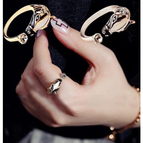 Hot Sale Women Fashion Zebra Horse Head Adjustable Index Finger Opening Ring Characteristic Jewelry