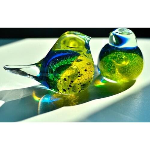 Europe style crystal glass birds Decorative arts crafts Coloured glaze birdie Figurines animal Miniatures wedding gifts