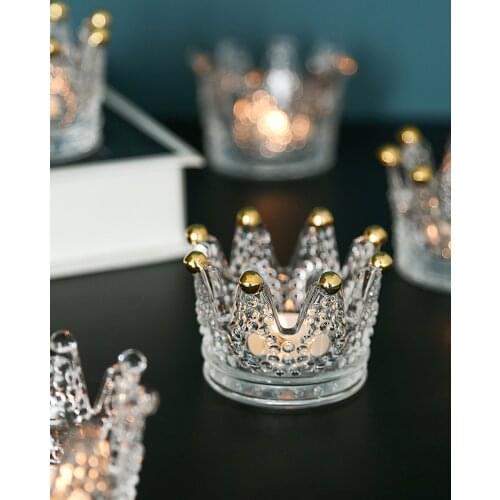 2pcs Crystal Candlestick Candle Decoration Cup Crown Glass Candle Cup Candlelight Dinner