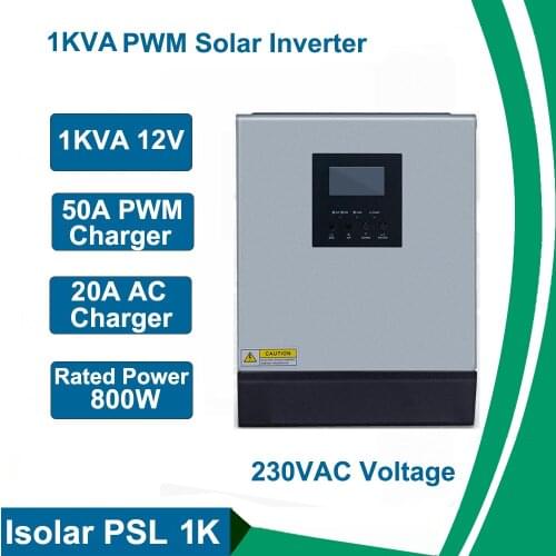 1KW 12V Solar Inverter Pure Sine Wave 220V Off Grid Inversor Build-in 50A PWM Charge Controller Home Use Hybrid Inversor