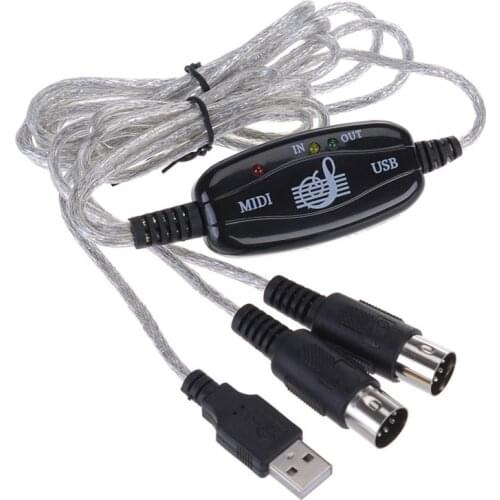1.8m USB to MIDI Interface Cable Electric Piano Drum Guitar Music Compile Interface Adapter Cable Converter Support Windows Mac