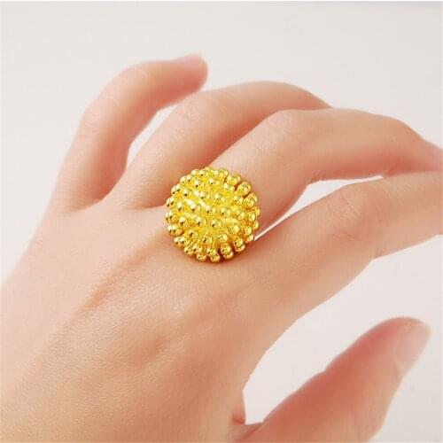 24k Yellow Gold Ring Fireworks Female Ring Jewelry Gift Girlfriend Classic Exquisite Fashion