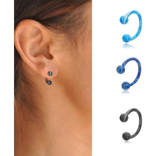 Random 1Pcs C-Shaped Horseshoe Ring Bar Lip Tongue Nose Septum Ear Ring Stud Body Piercing Jewelry Wholesale