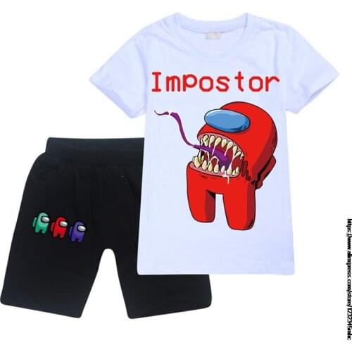 Cotton Kids Boys Clothes Children Clothing Sets Among Us Summer Boy Clothes Baby Girls Short Sleeve T shirt+Pants 2pcs Suits
