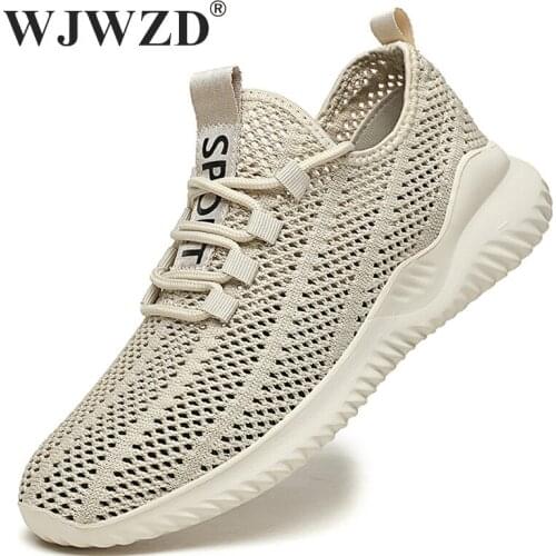 Summer Mesh Men Casual Shoes Breathable Knitted Sneakers Lightweight Gym Shoes Mens Non-slip Walking Trainers Zapatillas Hombre