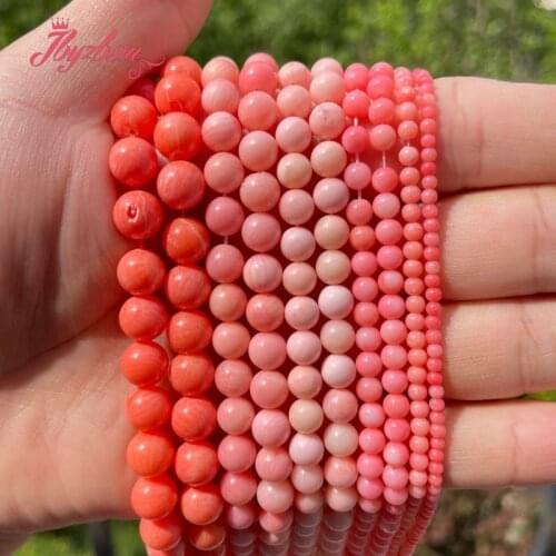 2,3,4,6,7,8,10mm Smooth Round Beads Pink Coral Natural Stone Beads For DIY Necklace Bracelets Jewelry Making 15" Free Shipping