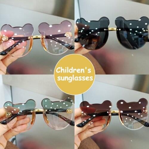 Cute Cartoon Bear Sun Glasses for Children Fashion Kids Sunglasses Girls Rimless Transparent Glasses Trendy Boys Vintage UV400
